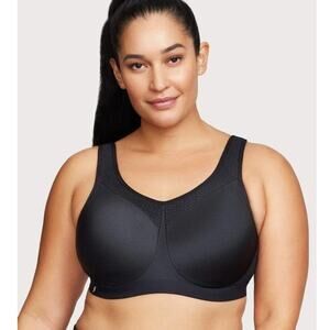 Glamorise Women's 36B Black High Impact Wonderwire Sports Underwire Bra OS11-26